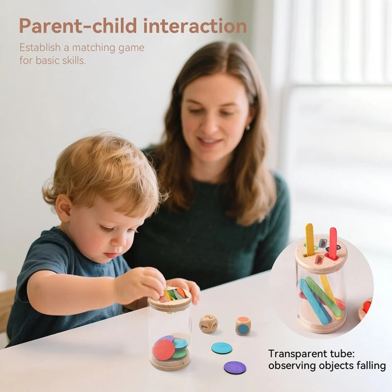 Jouet de Tri Montessori – Formes, Couleurs et Bâtonnets en Bois, Jeu Éducatif Préscolaire