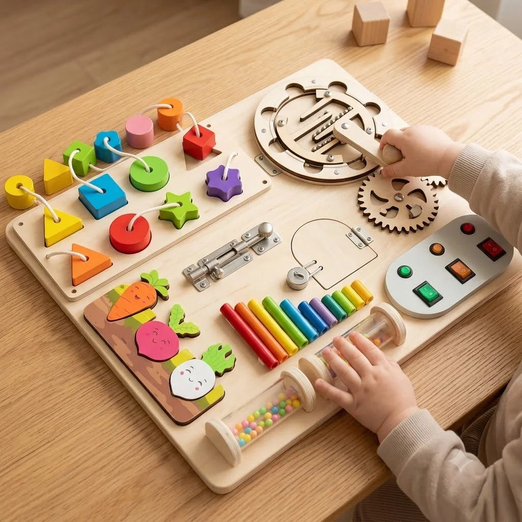 Kit Montessori pour Tableau d'Activités (Busy Board DIY) – Jouets Sensoriels en Bois