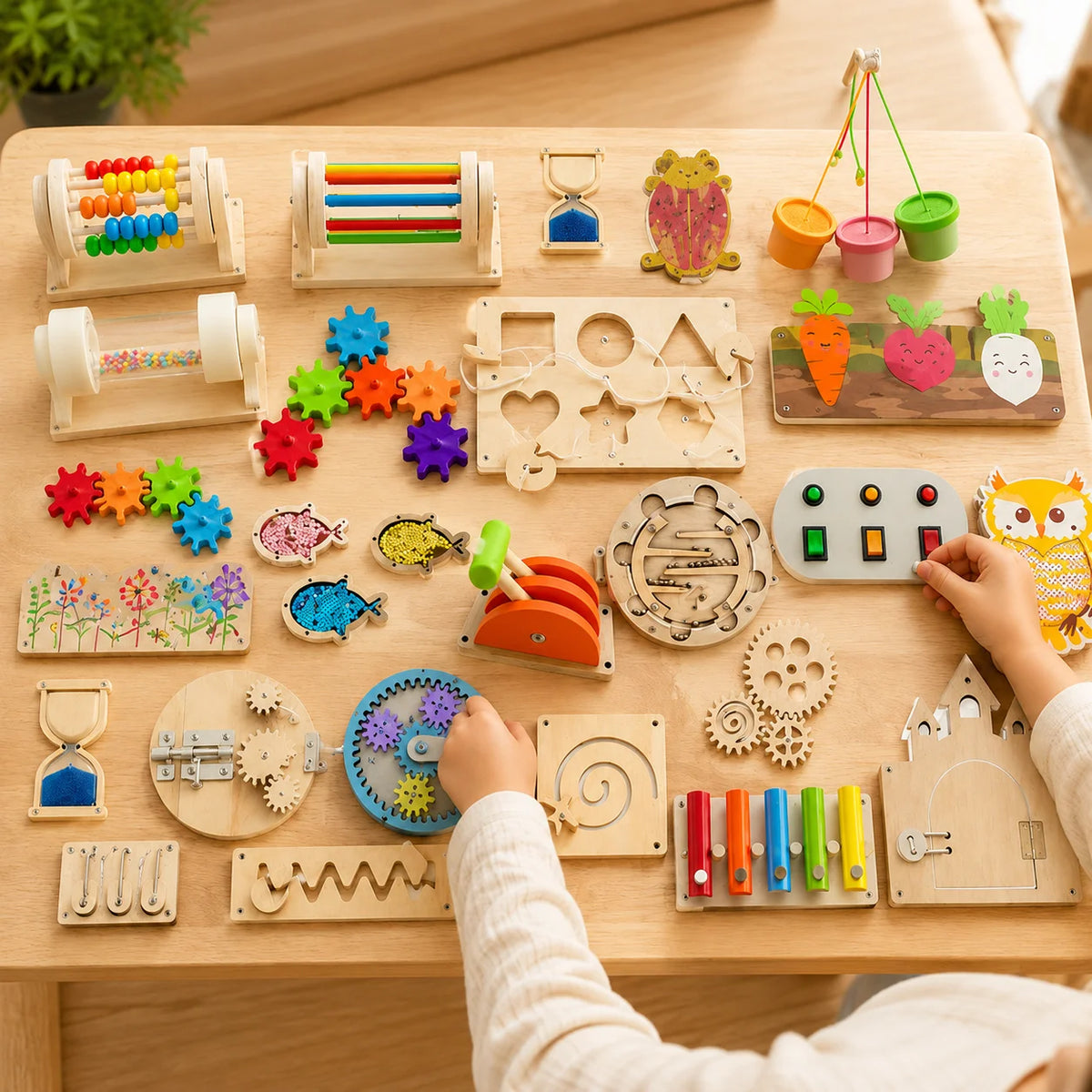 Kit Montessori pour Tableau d'Activités (Busy Board DIY) – Jouets Sensoriels en Bois