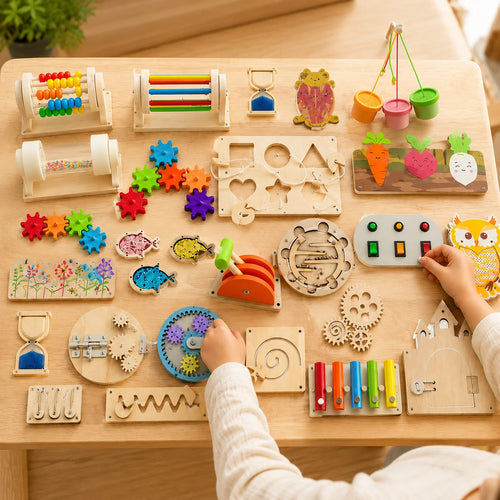 Kit Montessori pour Tableau d'Activités (Busy Board DIY) – Jouets Sensoriels en Bois